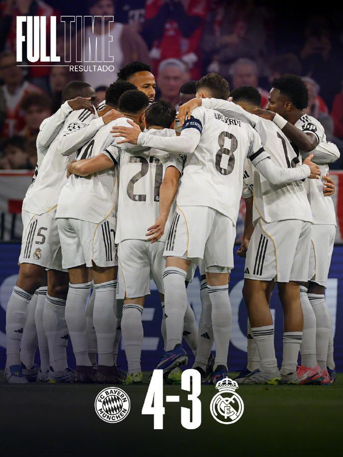 拜仁完成了对皇马“双杀”，以总比分6-4淘汰皇马。小将居莱尔开场吊射+任意球破门