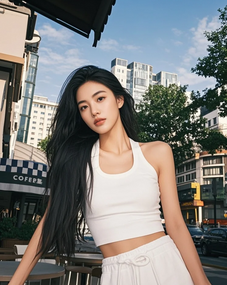 美女小姐姐的冷白皮+红唇，行走的显眼包实锤
