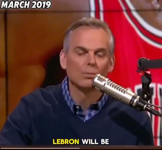 在2019年3月，著名篮球评论员科林·考赫德信誓旦旦的说，“詹姆斯现在34岁，当