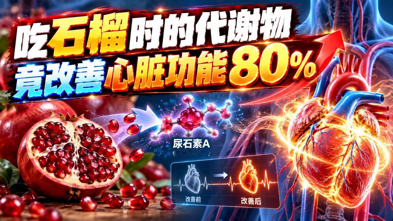颠覆认知！《科学进展》发现：吃石榴产生的物质，竟改善心脏功能80%！只用了短短7
