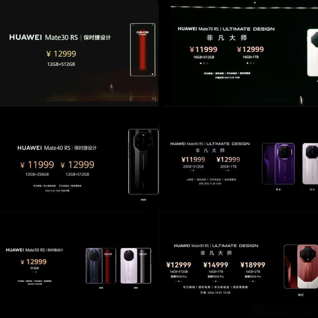 历代MateRS价格对比Mate30RS12999Mate90RS12999起最不在意价格的群体价格