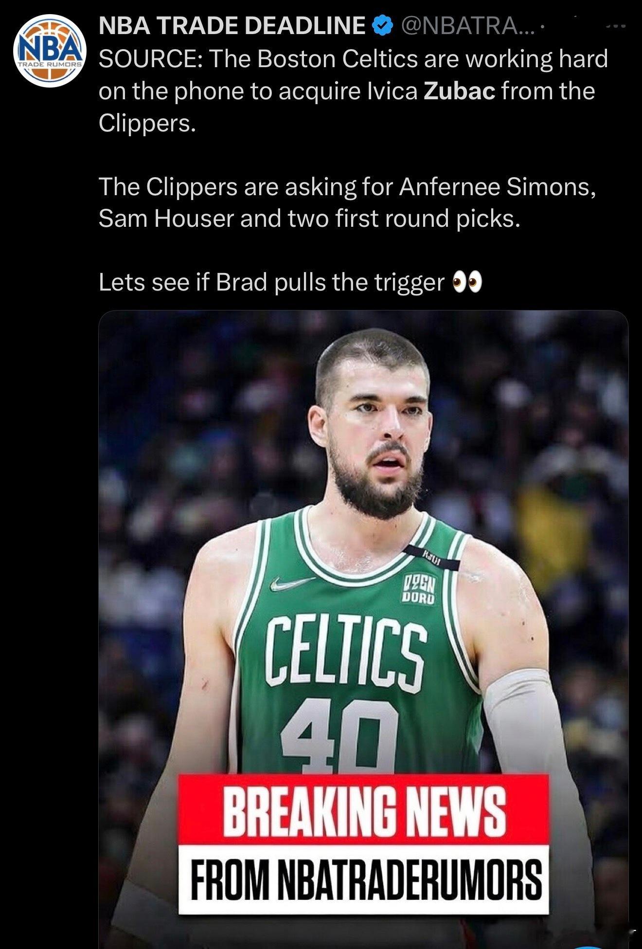 快船队索价西蒙斯+豪瑟+两首？是真是假？目前凯尔特人可用的首轮只有两个，26/