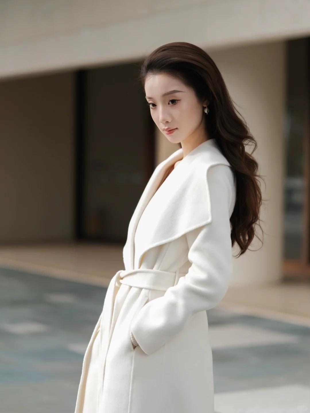 白色大衣才是冬季外套中的“王牌”正所谓大道至简，穿搭亦是如此，白色大衣，堪称冬