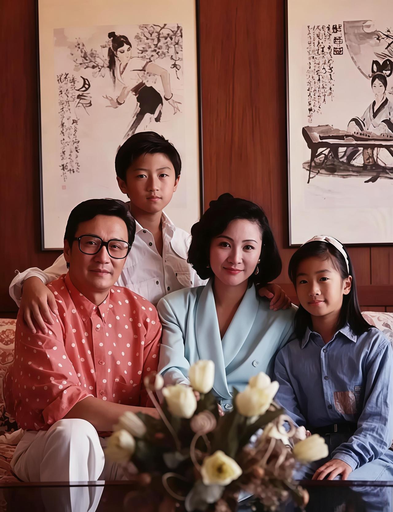 这是谢贤一家四口。谢贤潇洒了一辈子。八十九岁寿终也算圆满。生前，他已对身后事看得