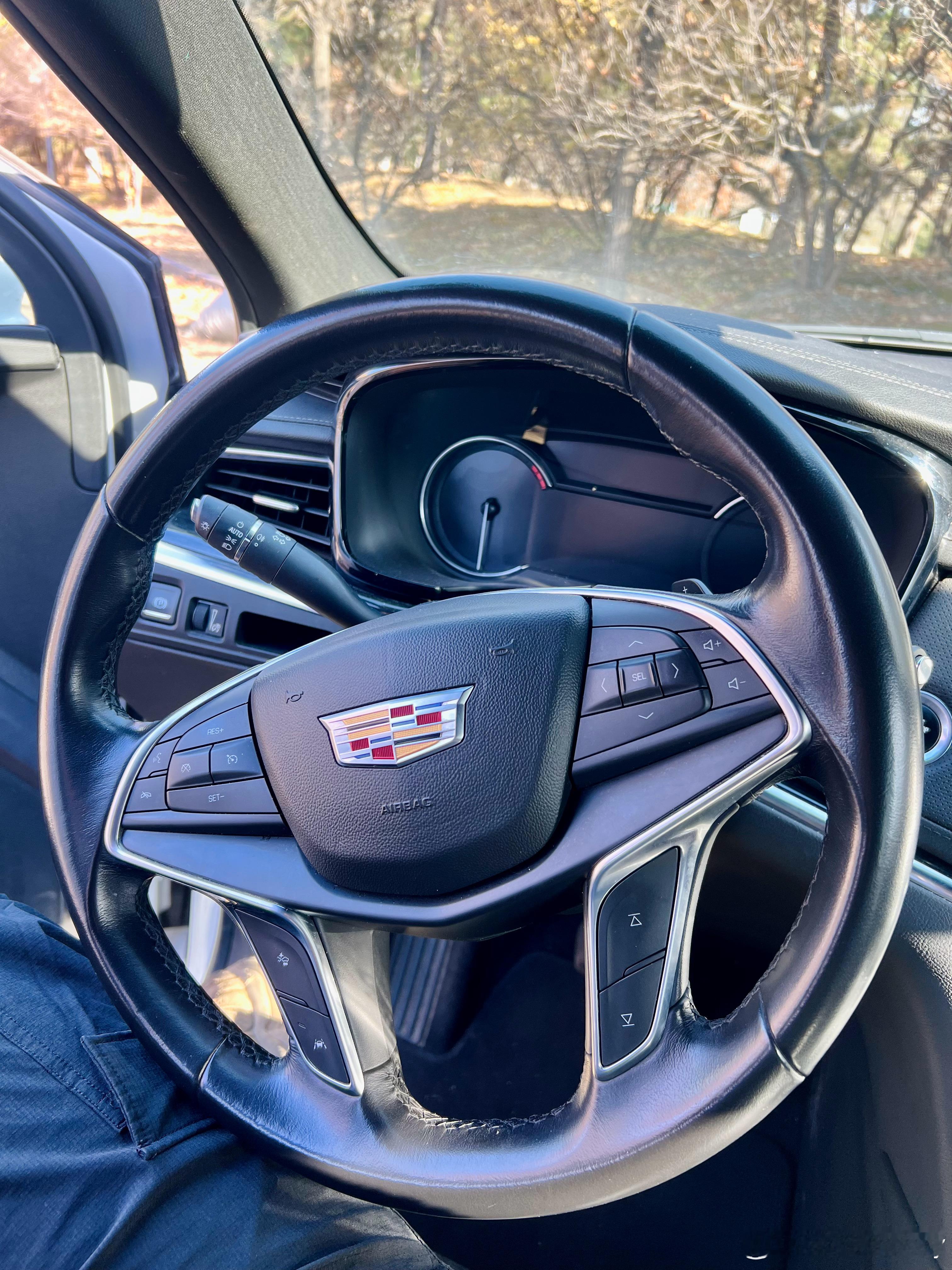 凯迪拉克的方向盘真的好看，如今新车设计越来越有质感，加上XT5后期廉价版的内饰其