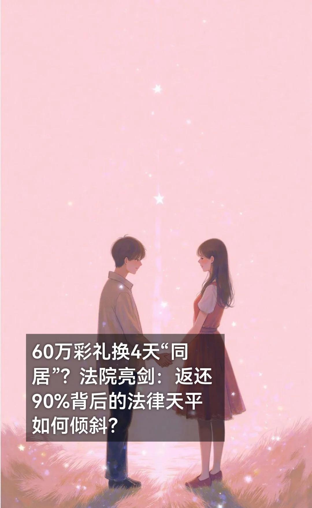 60万彩礼换4天“同居”?法院亮剑:返还90%法院判决女方返还男方90%彩礼,