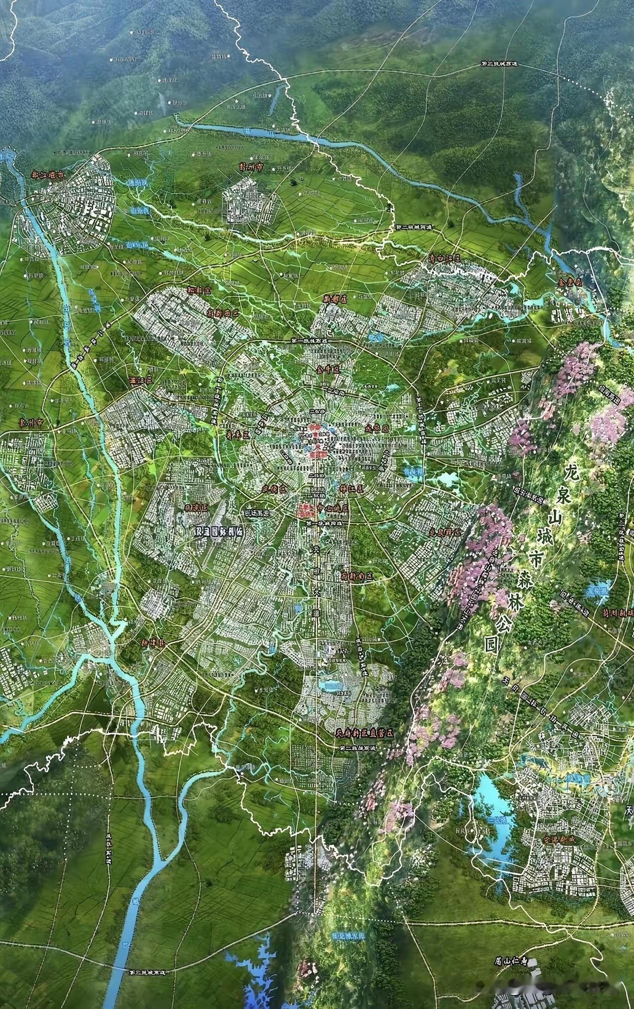 成都，向东向南！看看成都这个规划图，大家就清楚成都未来发展的方向了，整体就是东