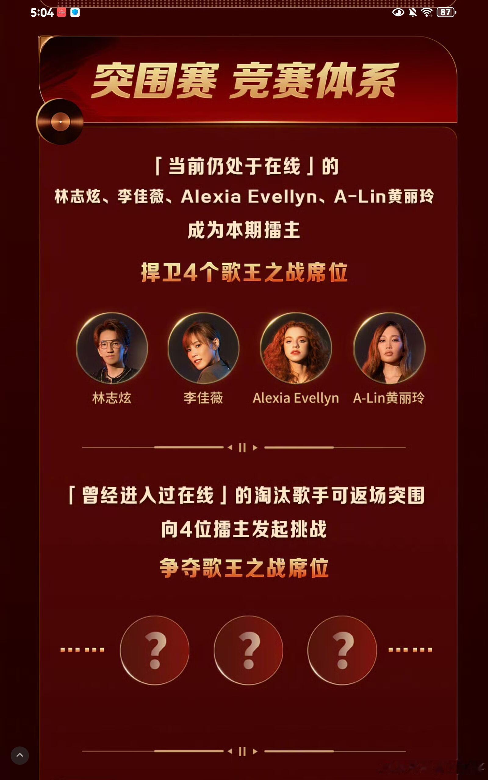 歌手2025突围赛赛制主要看谁挑战林志炫和艾莉西亚，因为其它两个不好搞预测一手，