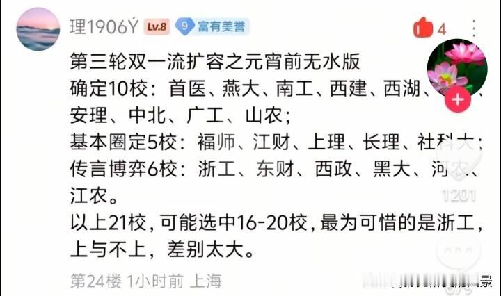 看样子，南京工业大学在新一轮双一流评选中已经稳了，而扬大和江苏大学又要等待下一轮