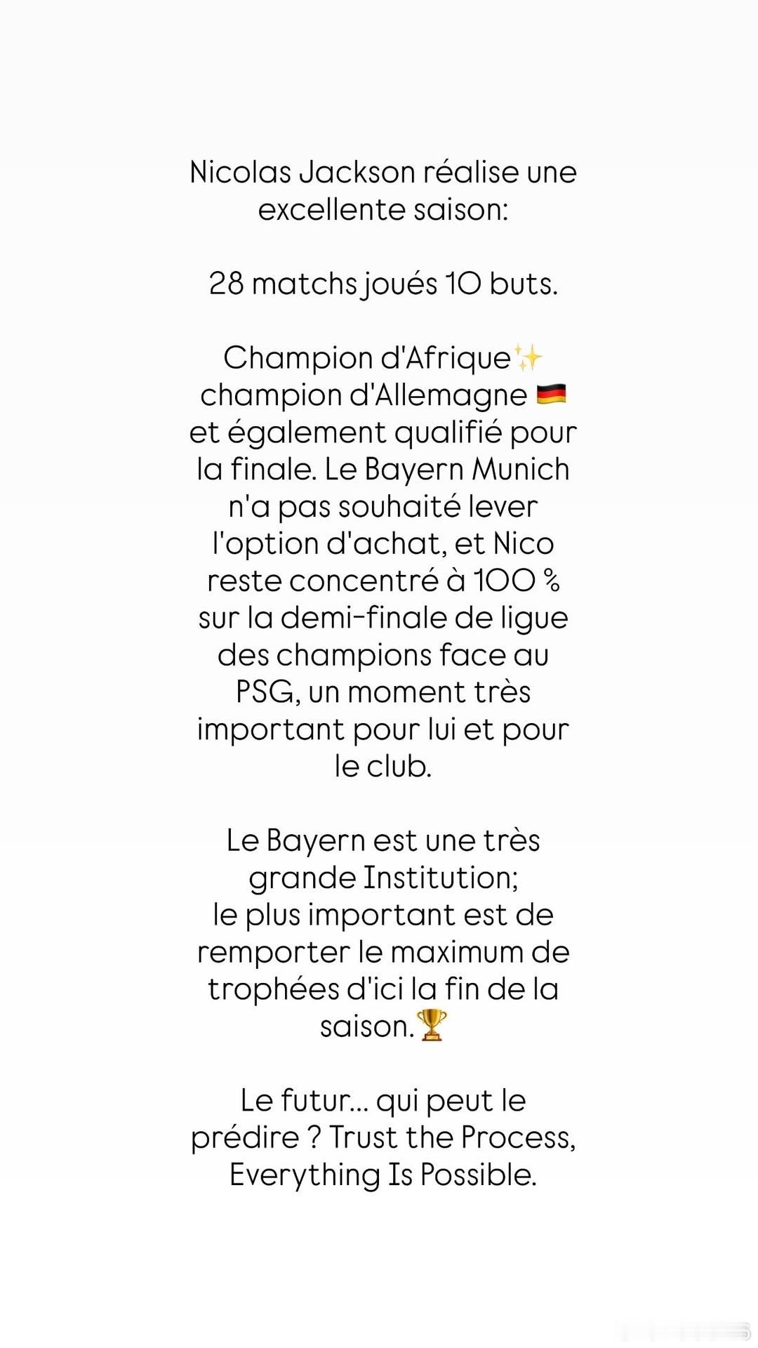 🚨對於埃貝爾宣佈拜仁不會激活尼克拉斯·傑克遜的買斷條款後，傑克遜的經紀人迪奧曼