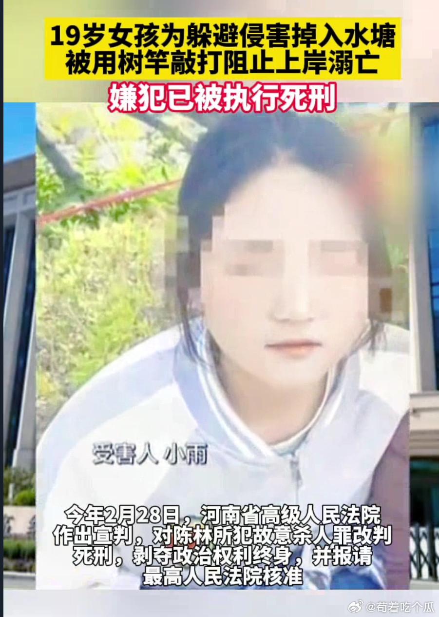 19岁女孩遭侵害溺亡，凶手终伏法引深思最近，“19岁女生遭侵害落水溺亡案”有了结