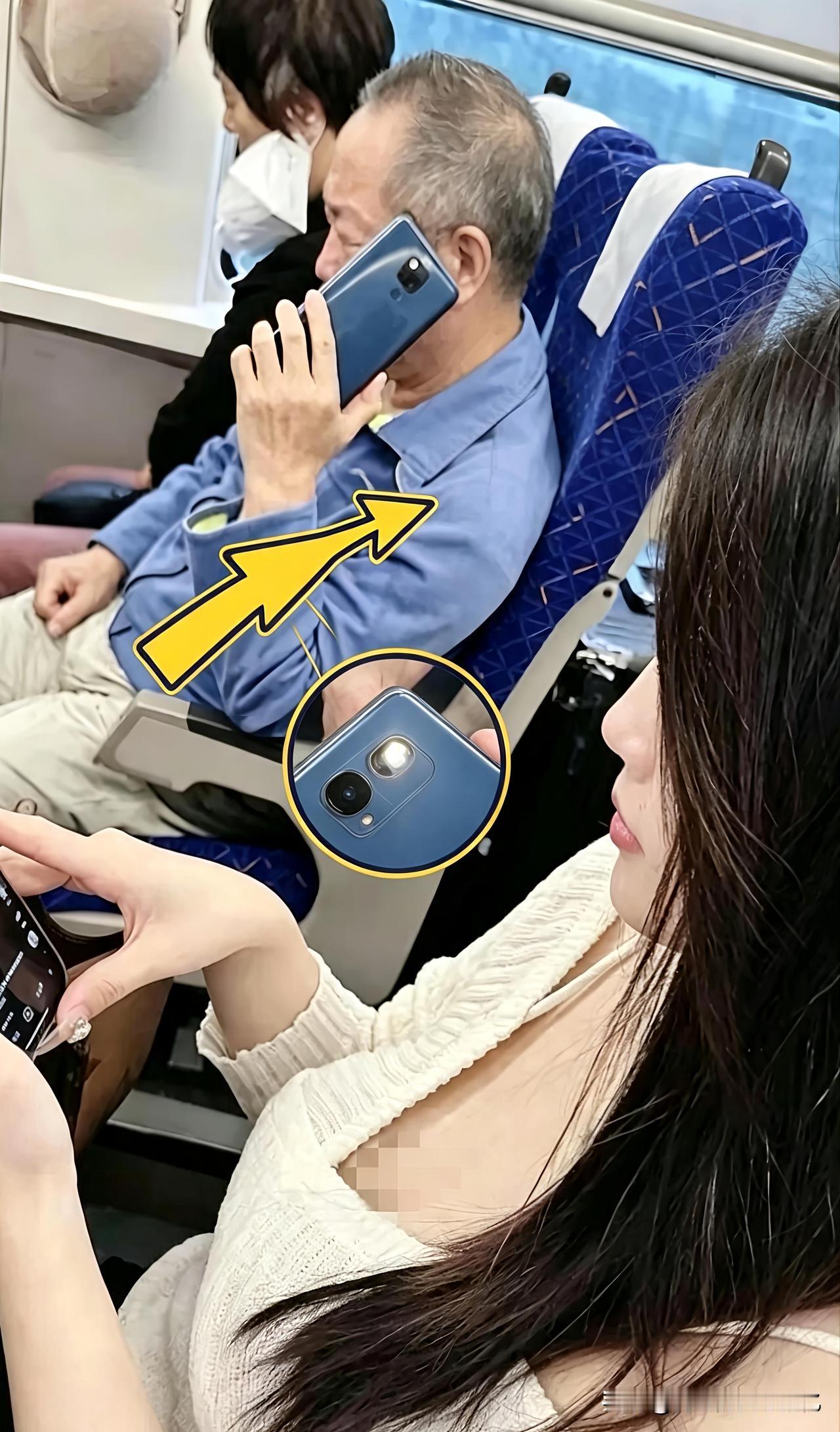 高铁大爷举着手机“打电话”，闪光灯亮得刺眼！真相曝光，全车厢都沉默了……他举