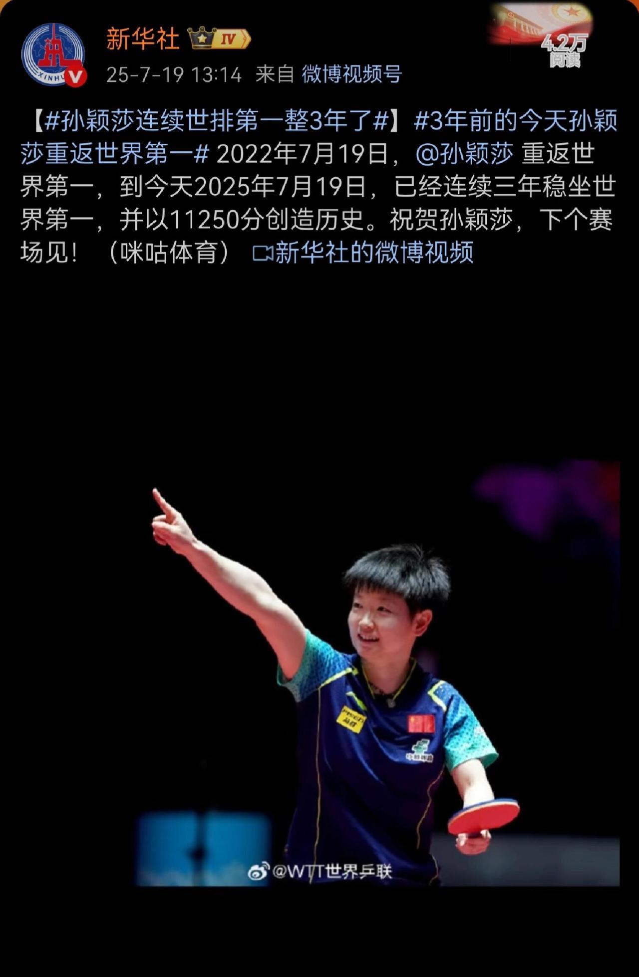 孙颖莎的排面，人民日报/新华社/中国新闻网/中国妇女报……，不约而同，祝贺！祝