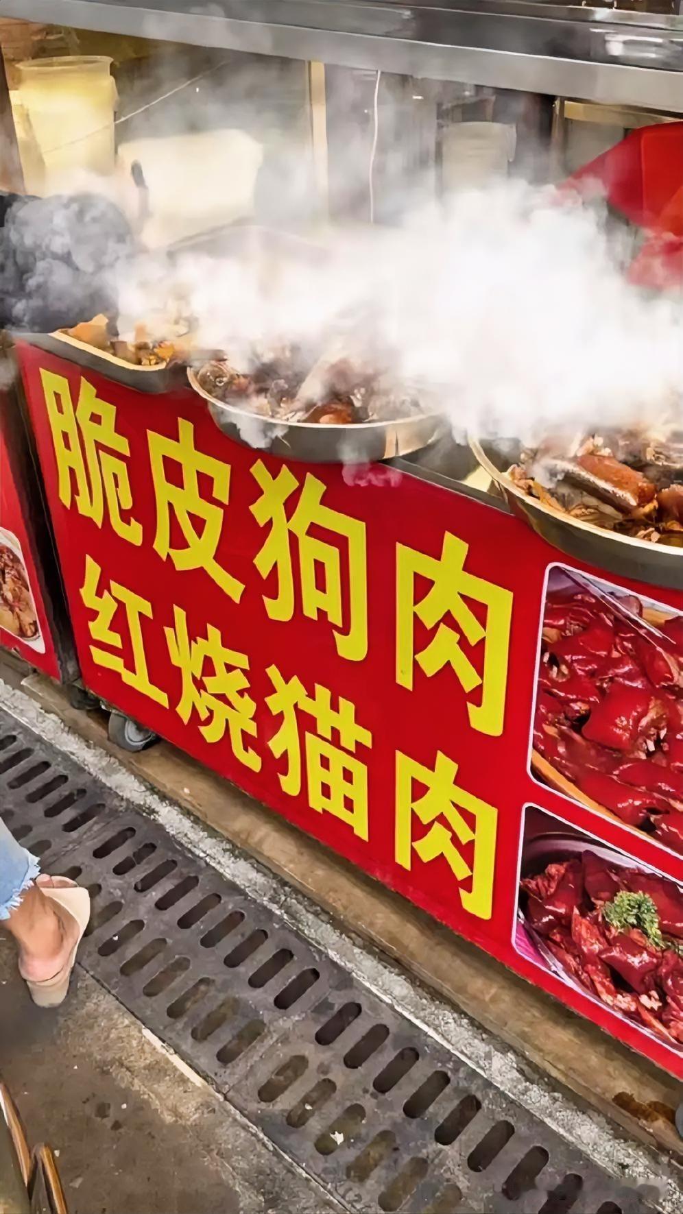 刷文章时，一张图片映入眼帘，画面里，流动餐车格外醒目，上面赫然写着“脆皮狗肉”“