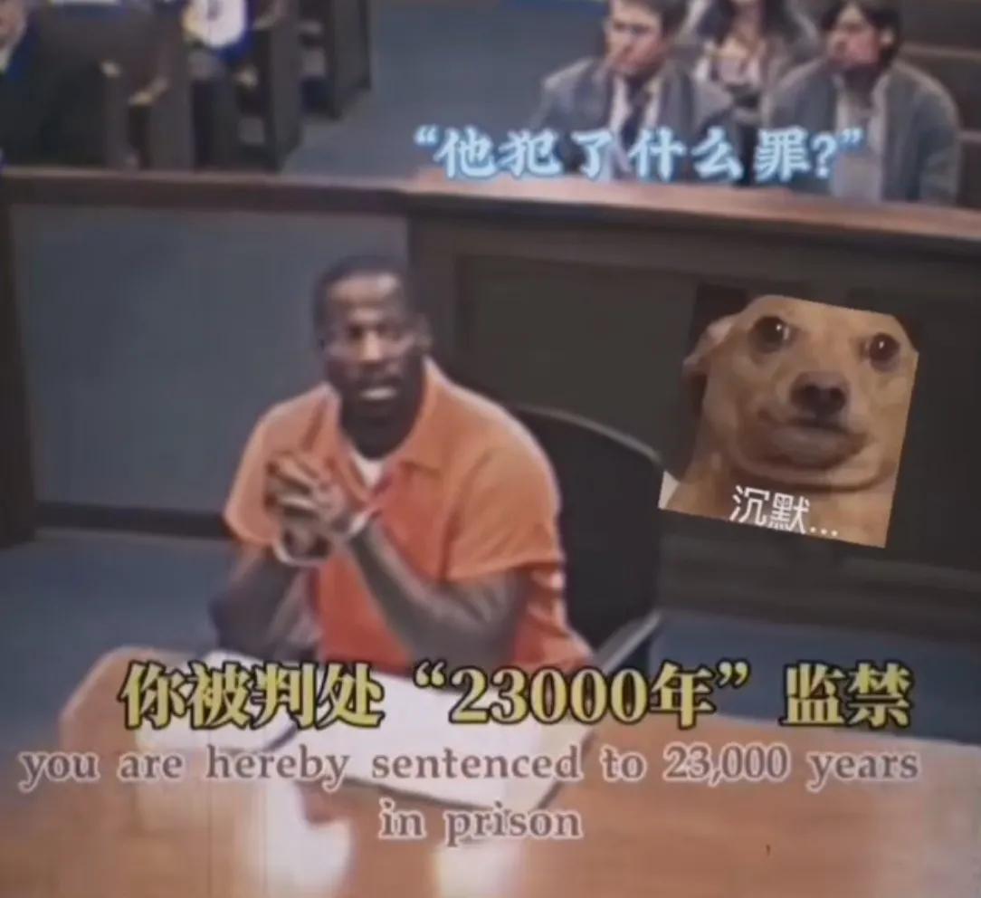 法官当庭宣判，直接判两万三千年监禁。犯人当场都懵了，内心疯狂吐槽。孙猴子大闹天宫