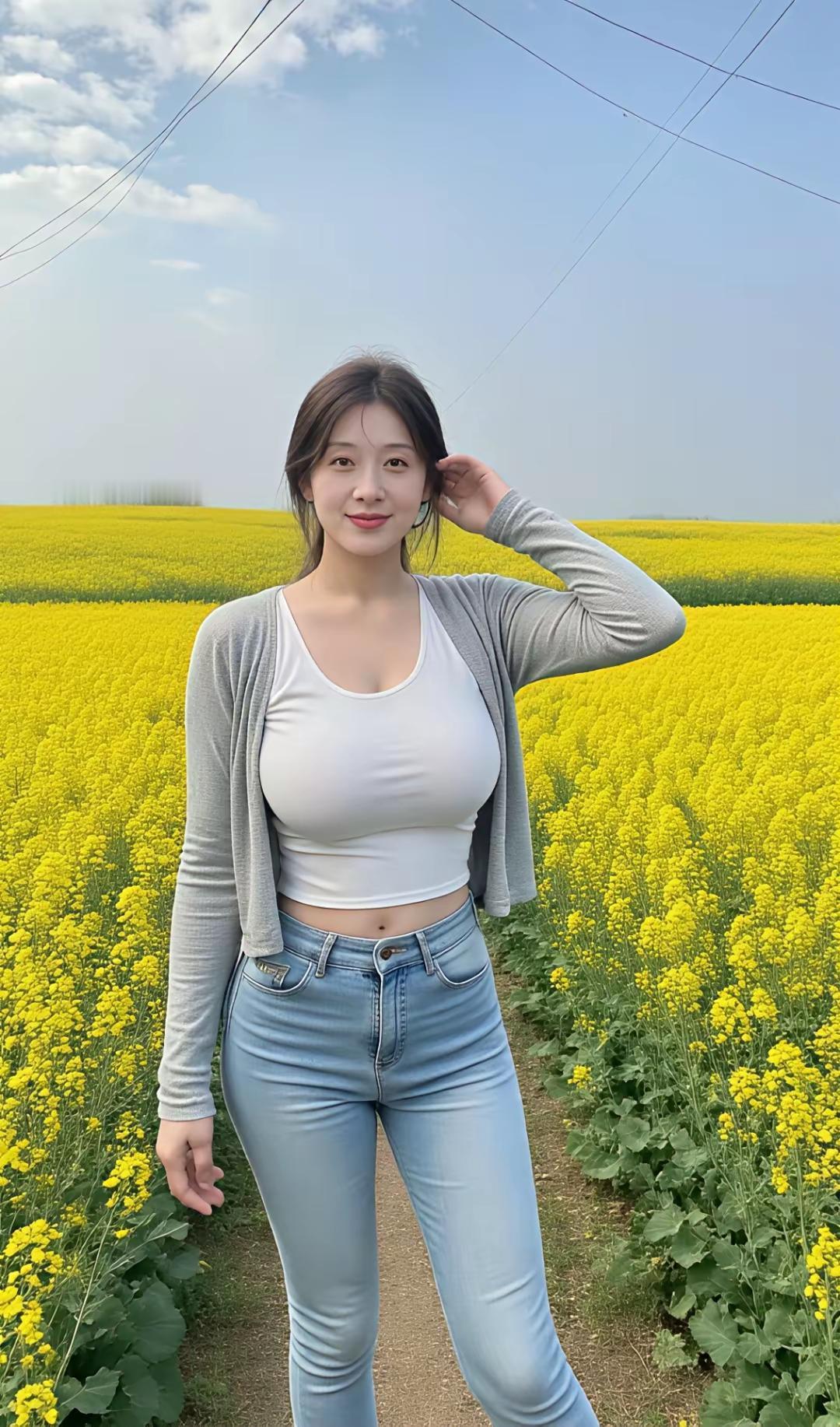 油菜花开的季节，简直是一场视觉盛宴。那一片片金黄的油菜花田，像金色的海洋，微风