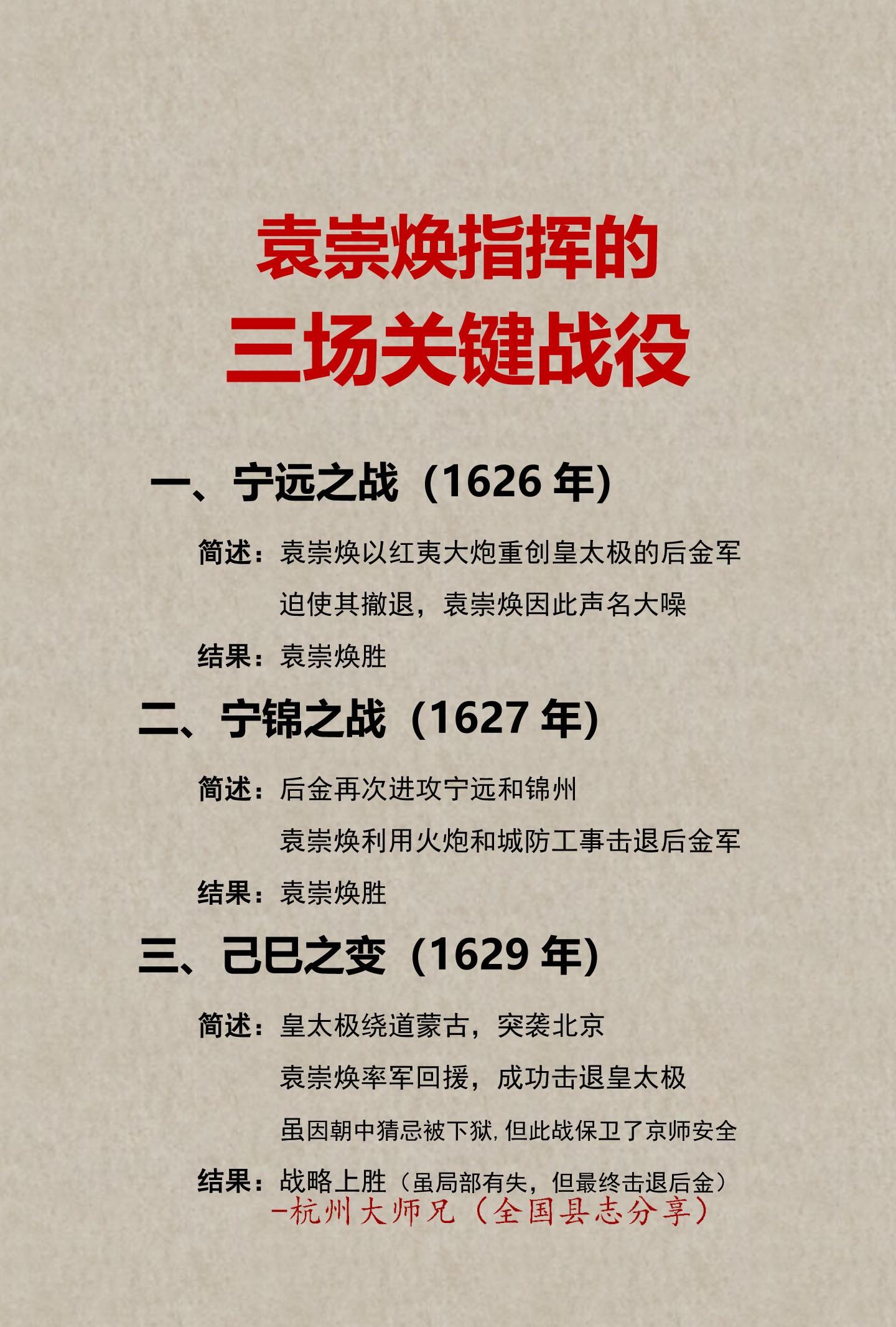 袁崇焕指挥的三场关键战役