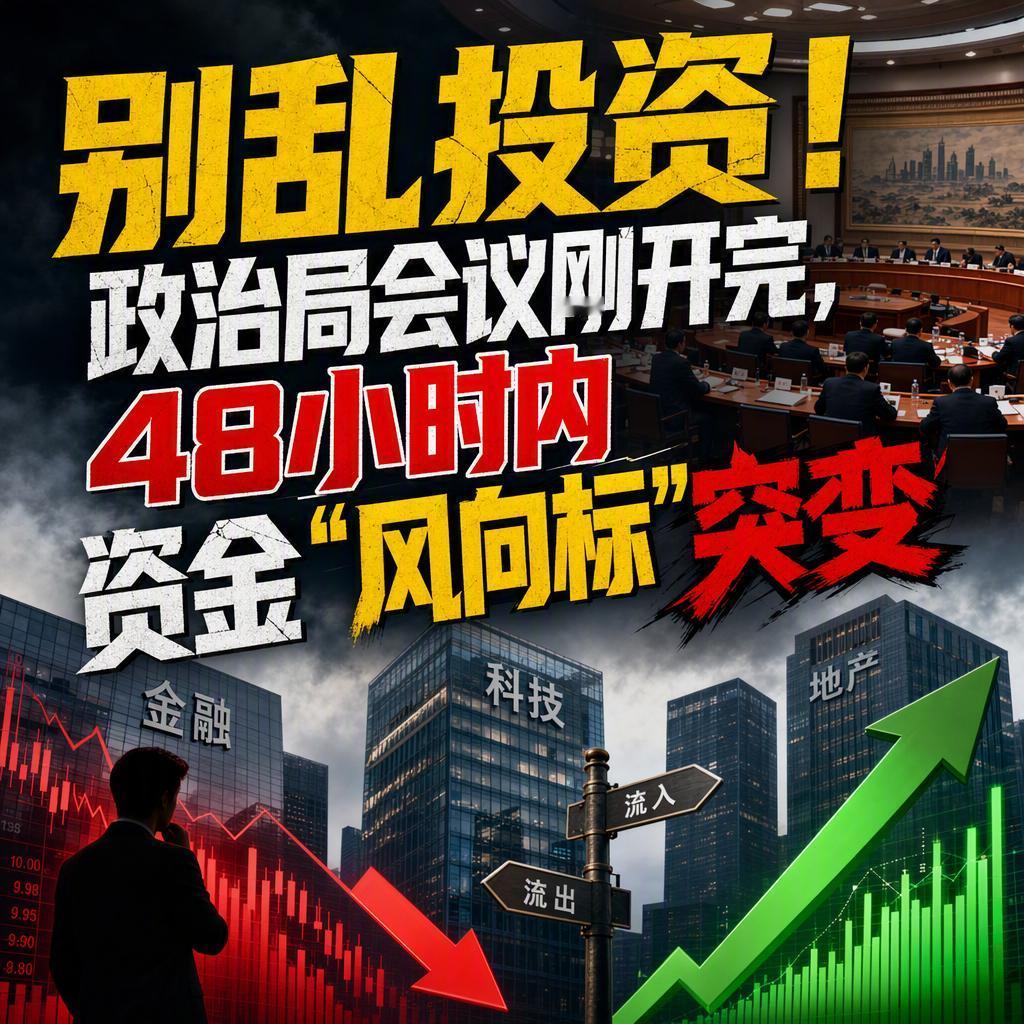 别乱投资，这四个字今年得刻在脑子里。7月30日政治局会议定调，8月1日央行下半