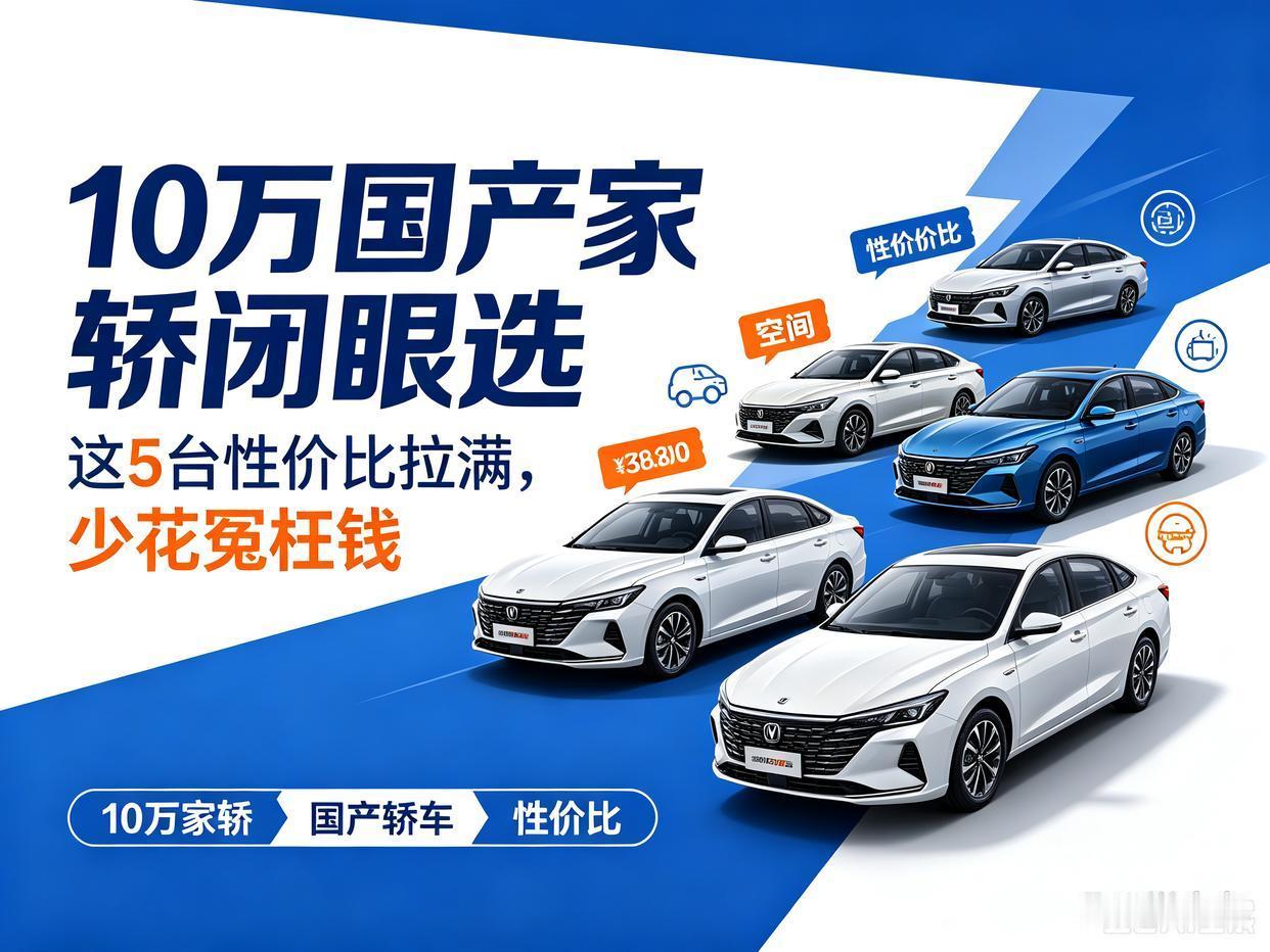 10万国产家轿闭眼选！这5台性价比拉满，少花冤枉钱预算10万左右买轿车