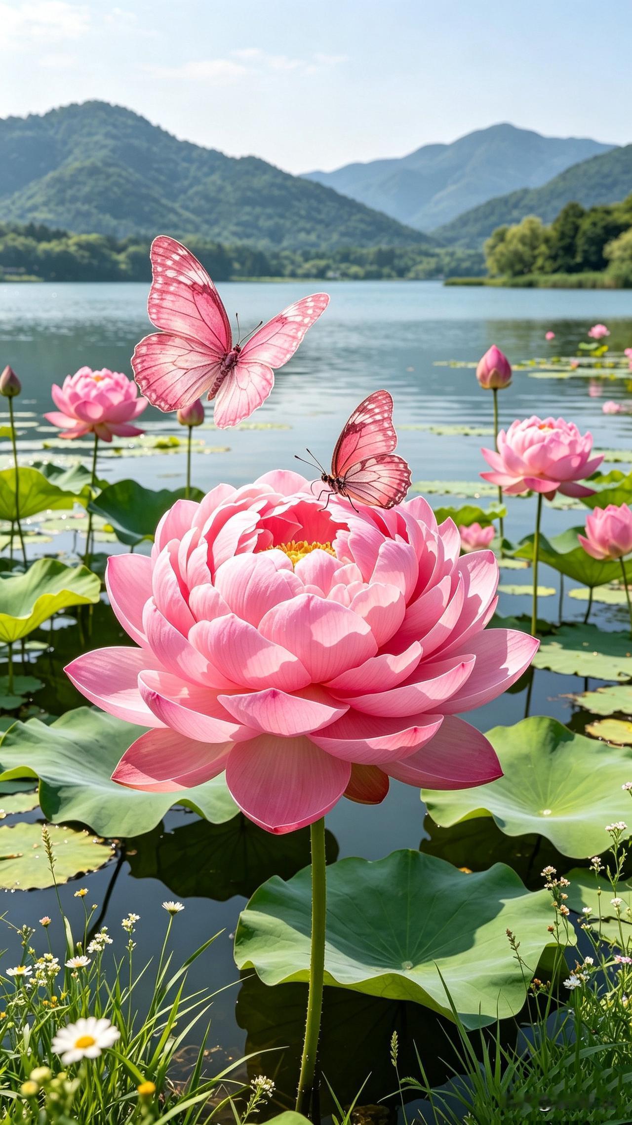 八月，粉红梦境，夏日清荷，蝶恋花，花醉人，在喧嚣尘世中，寻一处清幽，守一份淡然，