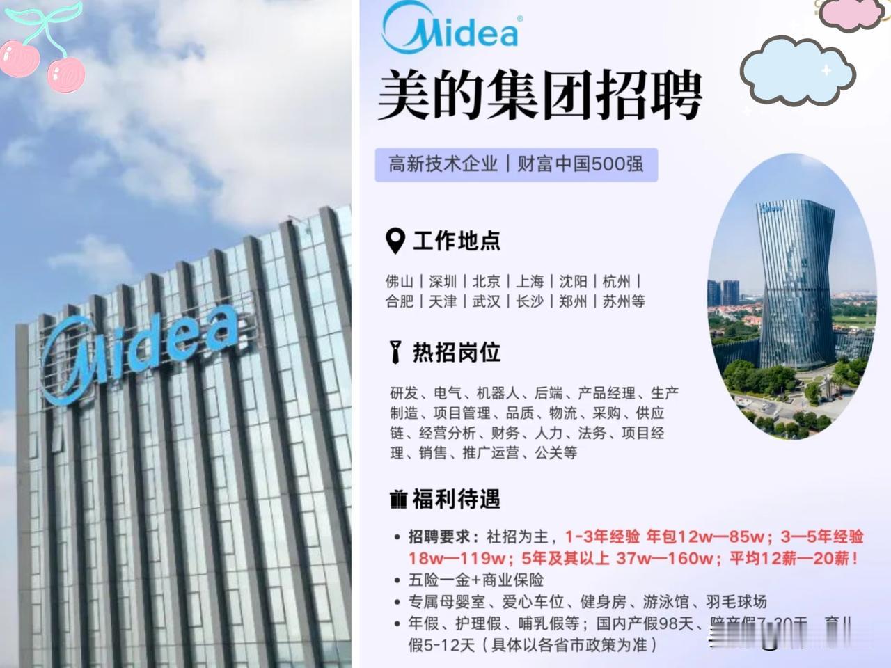 美的集团开始对社会招聘了，作为国内头部高新技术、财富中国500强企业，美的正在大