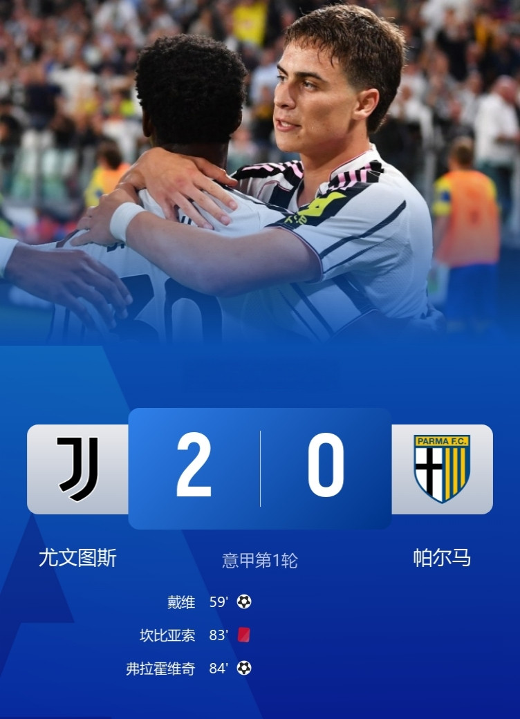 两大中锋破门，斑马喜提开门红！十人尤文2-0帕尔马！此役，新援戴维首球，弗拉霍维奇替补破门，伊尔迪兹