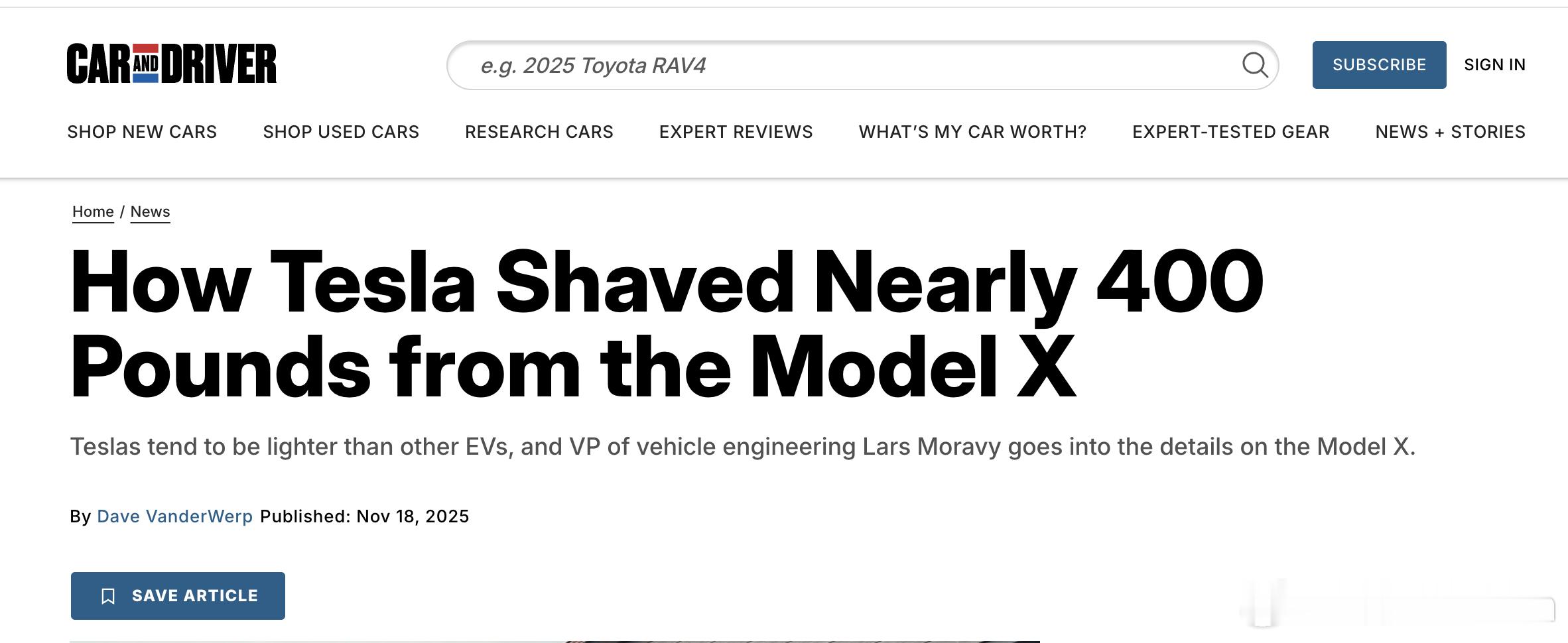 外媒报道，特斯拉动力系统副总裁拉尔斯·莫拉维表示，得益于2026款ModelX