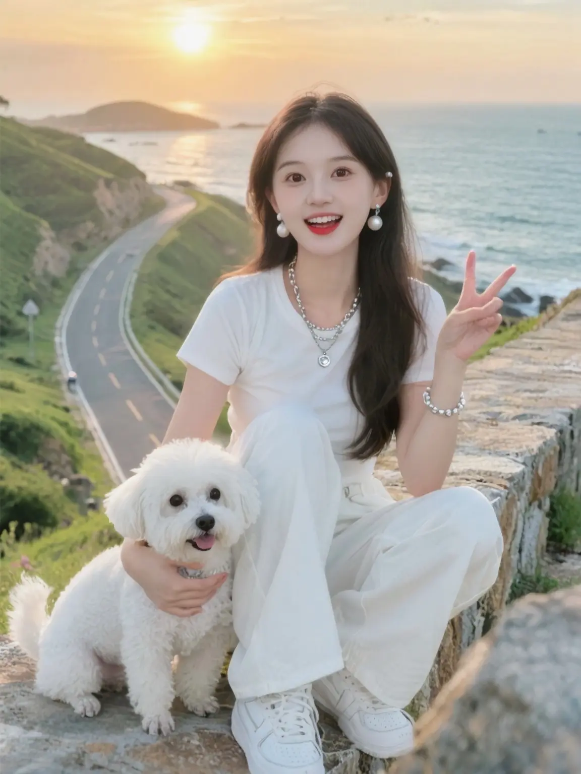 海边拍照 带着狗狗去旅行 度假穿搭 摄影约拍 海边拍照