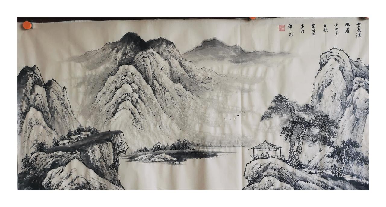 中国山水画原创作品欣赏：传统水墨山水画水墨风格山水画山水画作鉴赏水墨写生山水