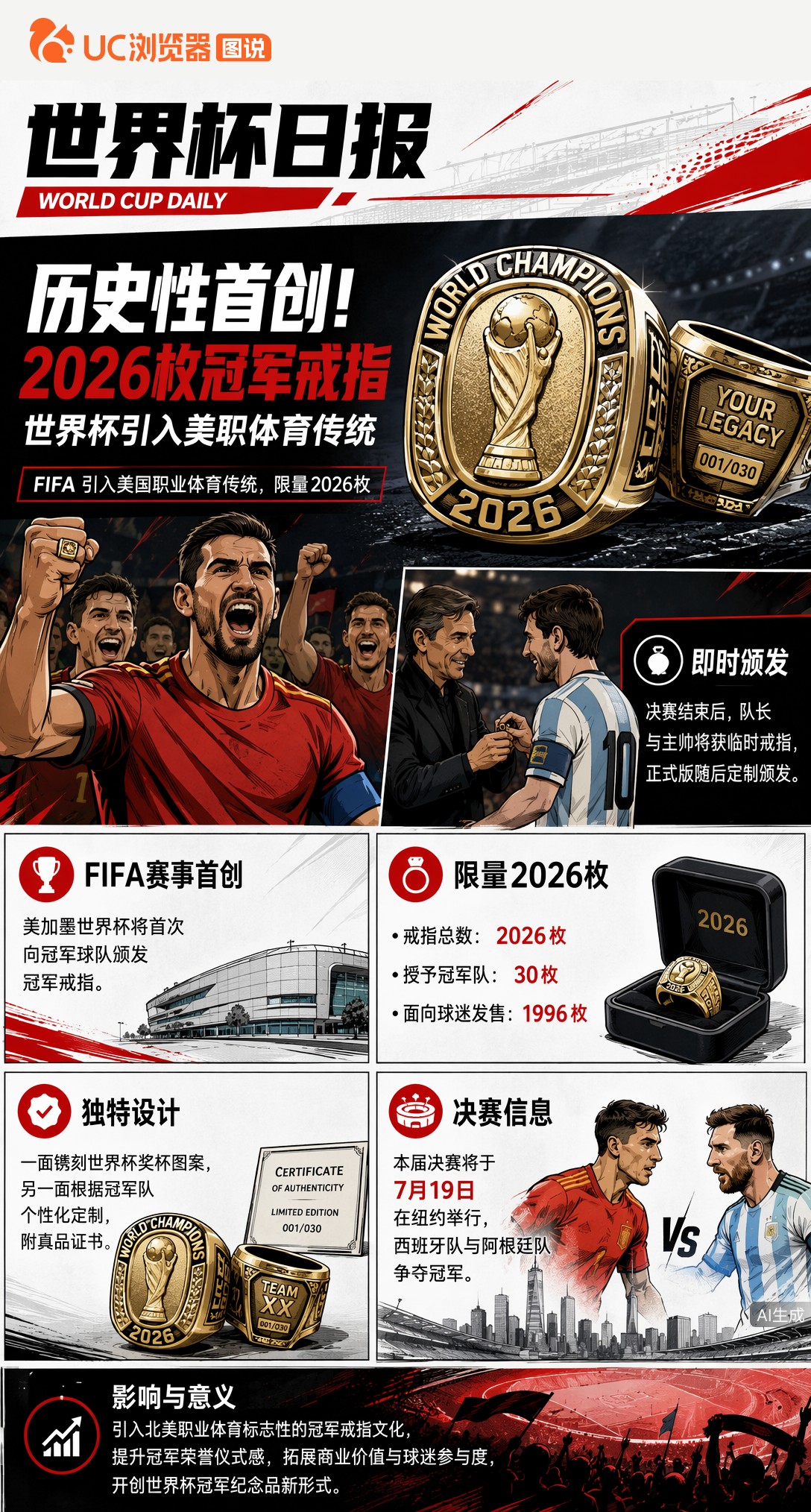 历史性首创！国际足联官宣2026枚冠军戒指，世界杯引入美职体育传统