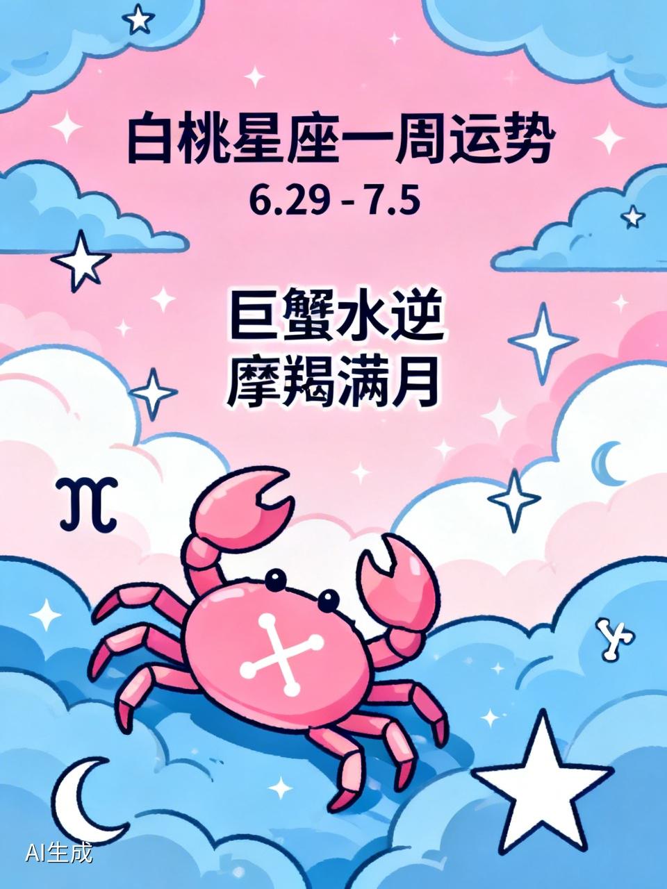 白桃星座一周运势｜6.29-7.5本周天象拉扯感拉满，巨蟹水逆叠加摩羯座满月双