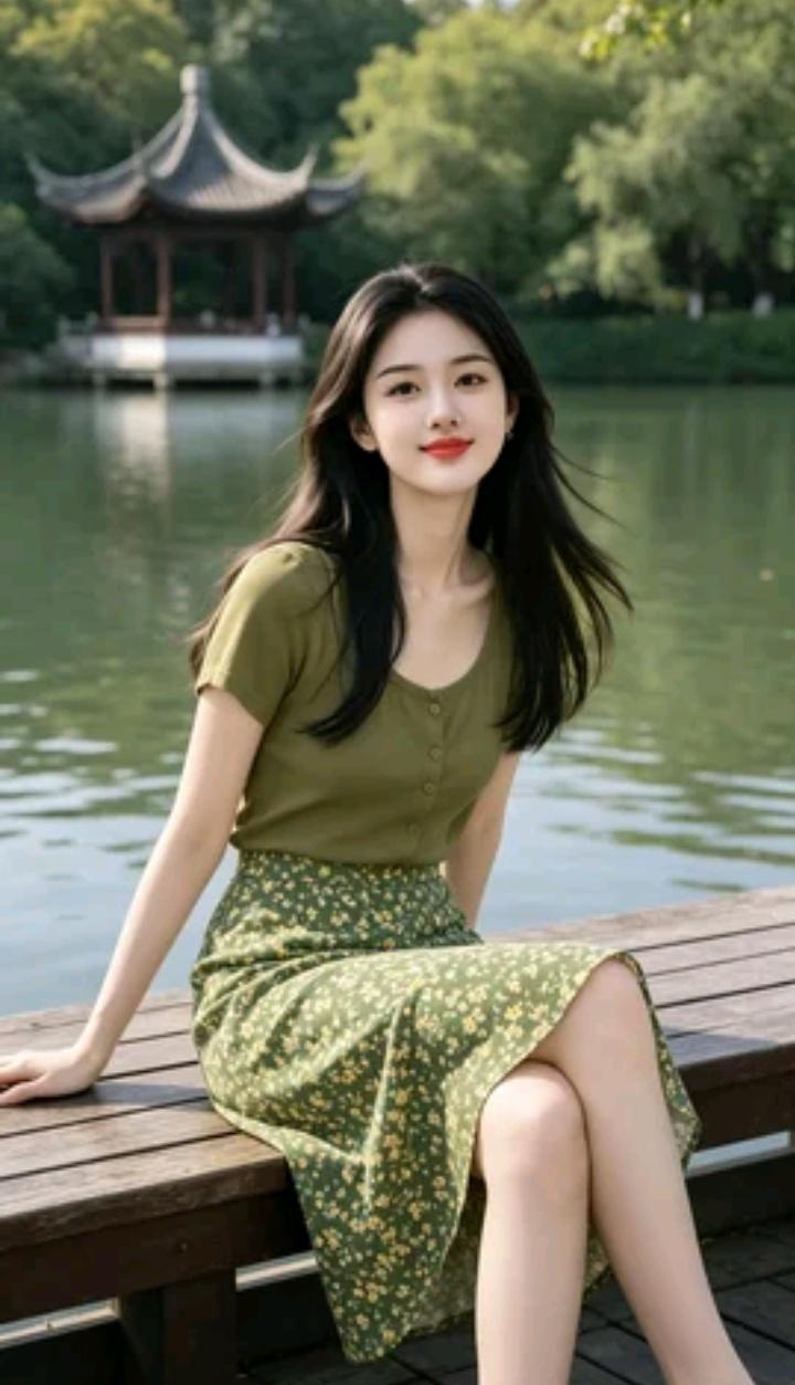 在湖边坐着，风景真美！与人交往,你更注重人品还是金钱?湖边美人景湖畔气质照