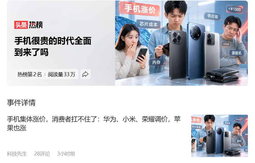 资本家抱团涨价？手机很贵的时代全面到来了吗？华为、小米、荣耀集体调价，单台最高涨1000块，原本等着