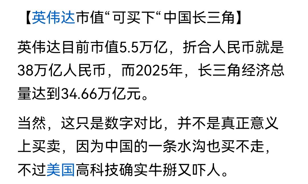 英伟达牛逼的能买下长三角？泡沫。1980年代东京的地价就可以买下美国呢。股