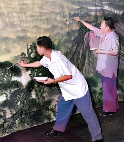 1959年，国画大家傅抱石与关山月为人民大会堂绘巨幅画。这幅巨画正是现在人民大会