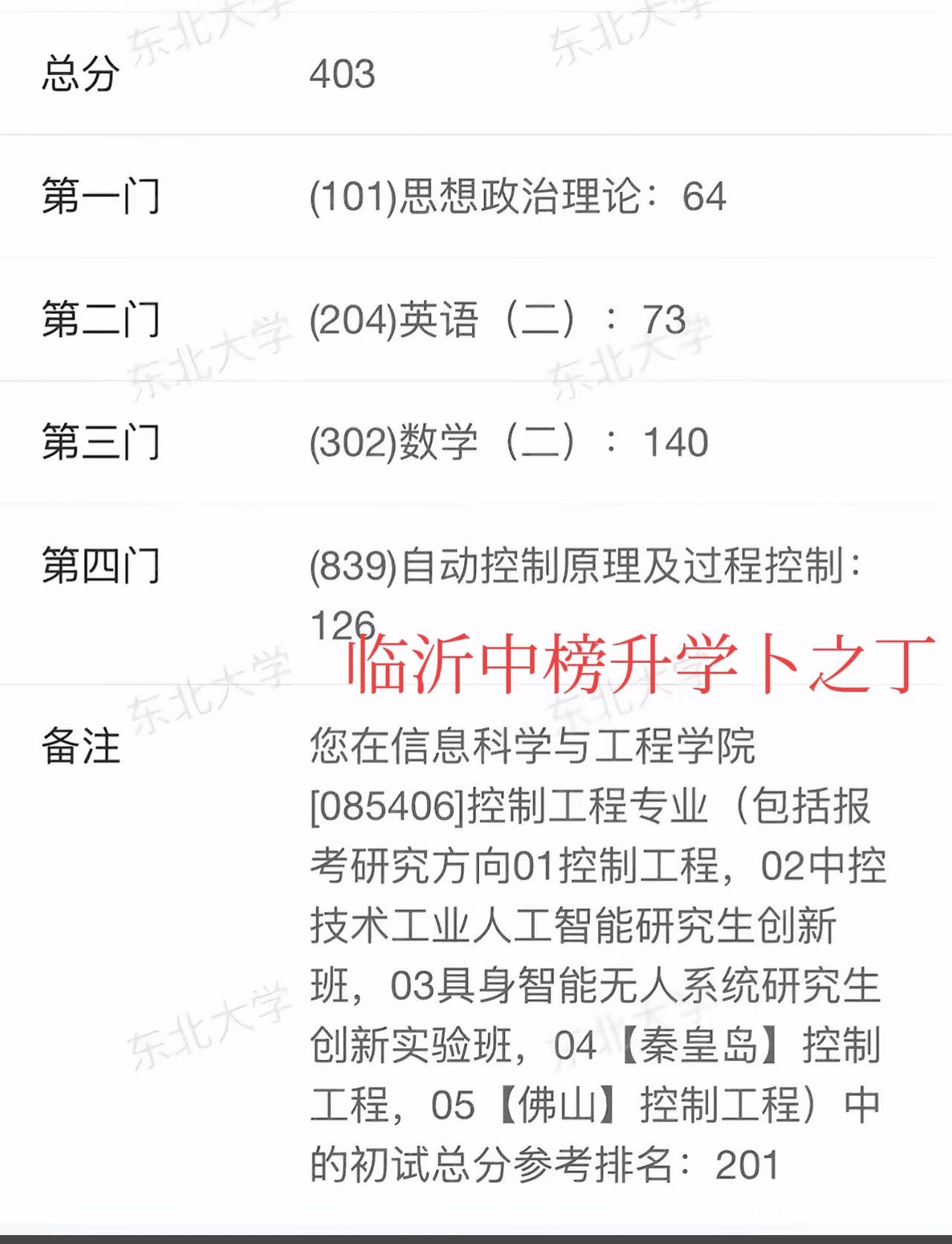 这是要疯吗？26考研，东北大学，自动化，403分，排名201名，450分排第5