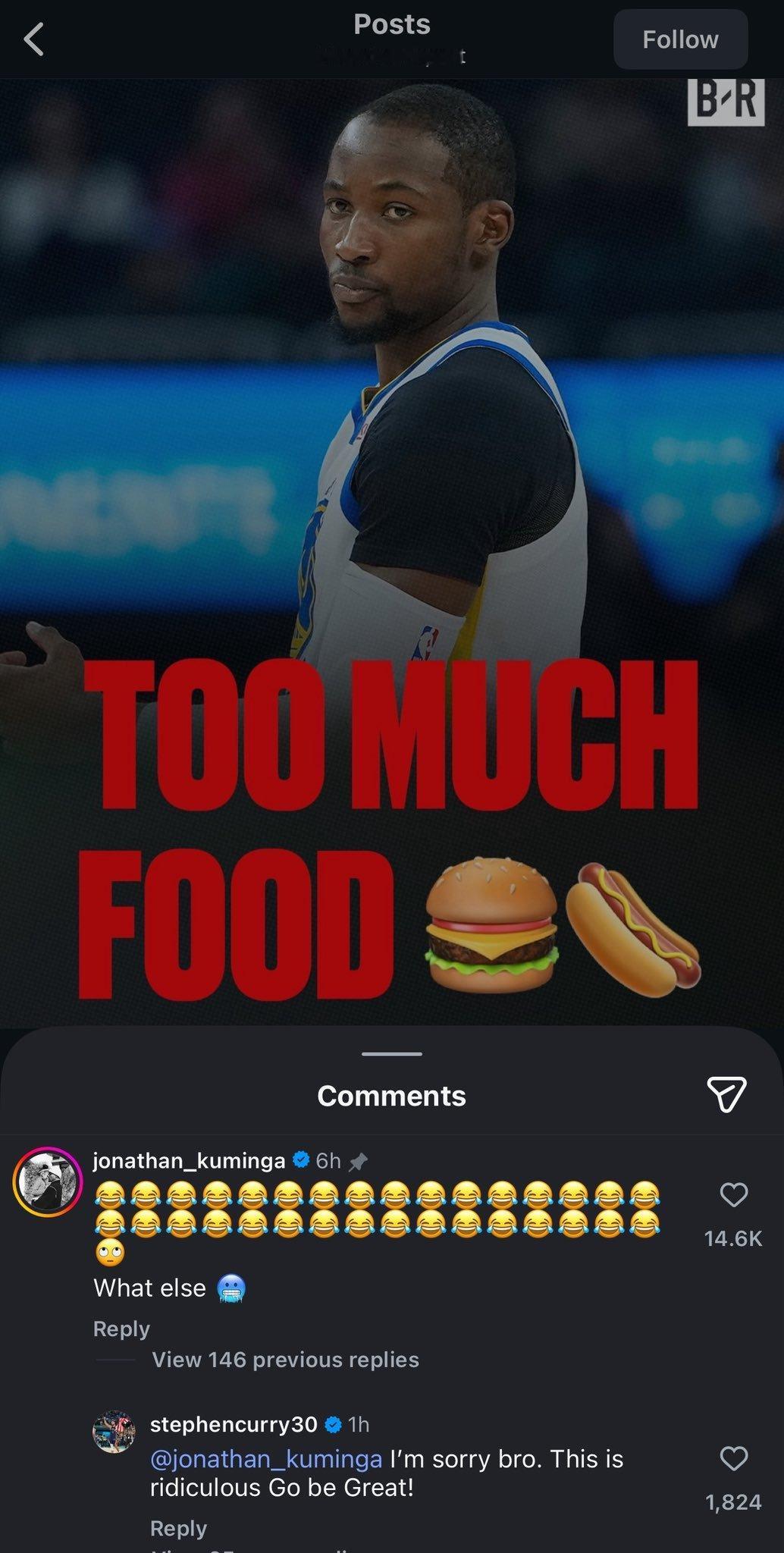 库里在IG上回复库明加：“I'msorrybro.Thisisridi