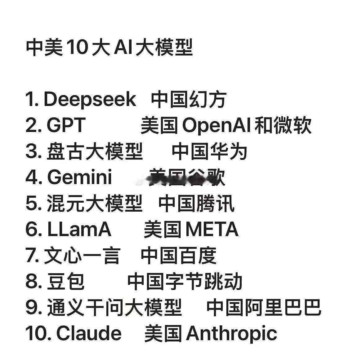 中美AI巨头对决：十大顶尖模型揭秘1、Deepseek中国幻方2、GPT美