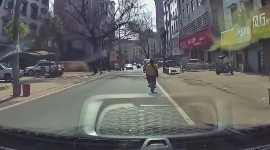 2月22日，江西萍乡，一大妈骑电动车把自己摔了，后面的视频车主下车准备扶她，她一