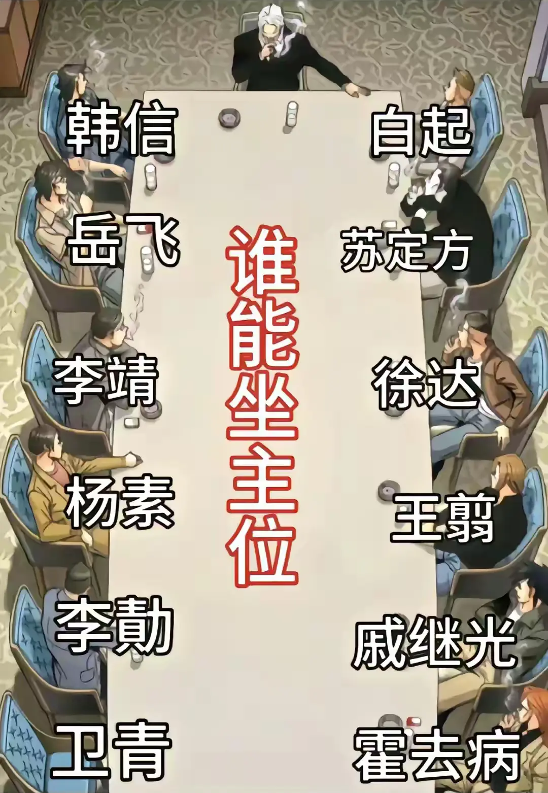 古代历史名将如云，各位觉得主位谁能胜任？皇帝，名将皆可！