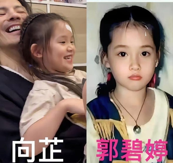 向佐女儿向芷好像是小时候的郭碧婷，甚至比妈妈小时候更好看，怪不得向太一家十分宠溺