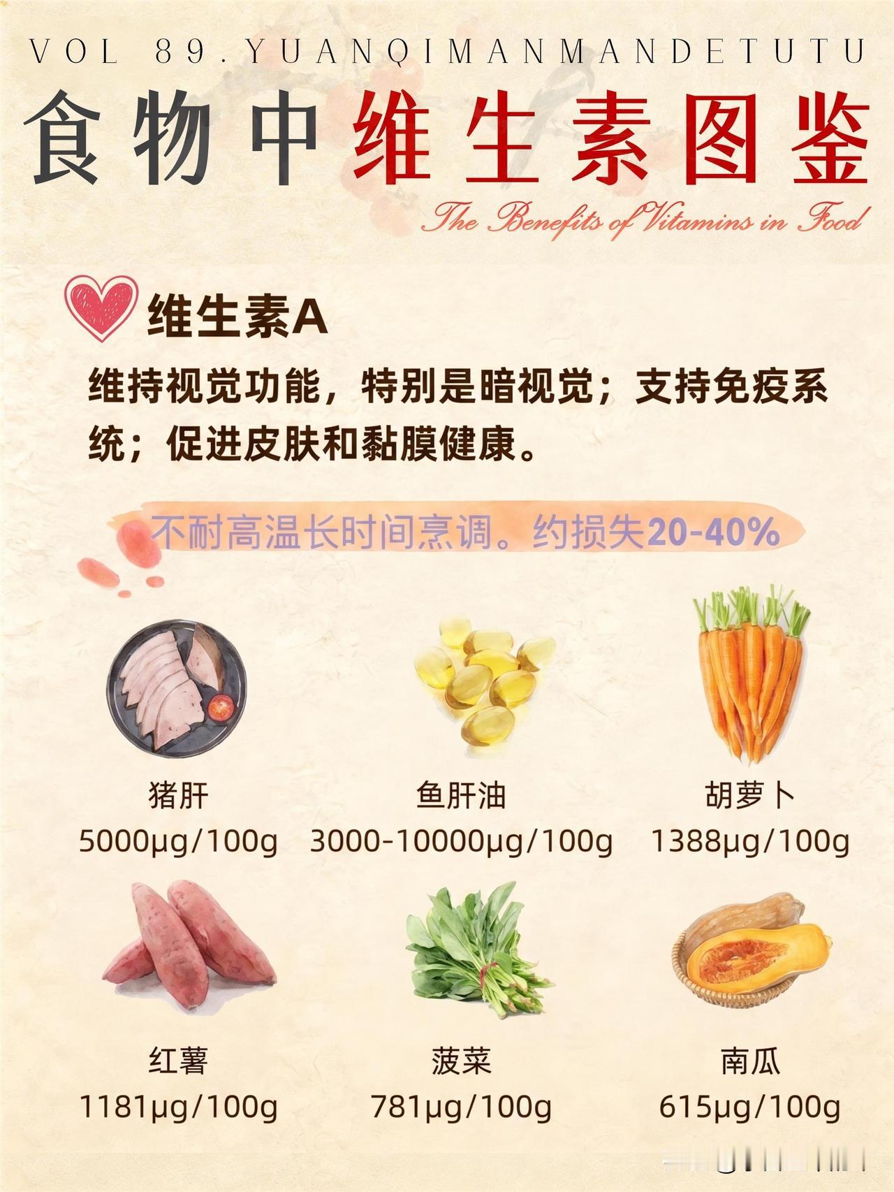 别瞎补了！这张食物维生素表才是懒人刚需以前总觉得补维生素就得靠保健品，直到翻