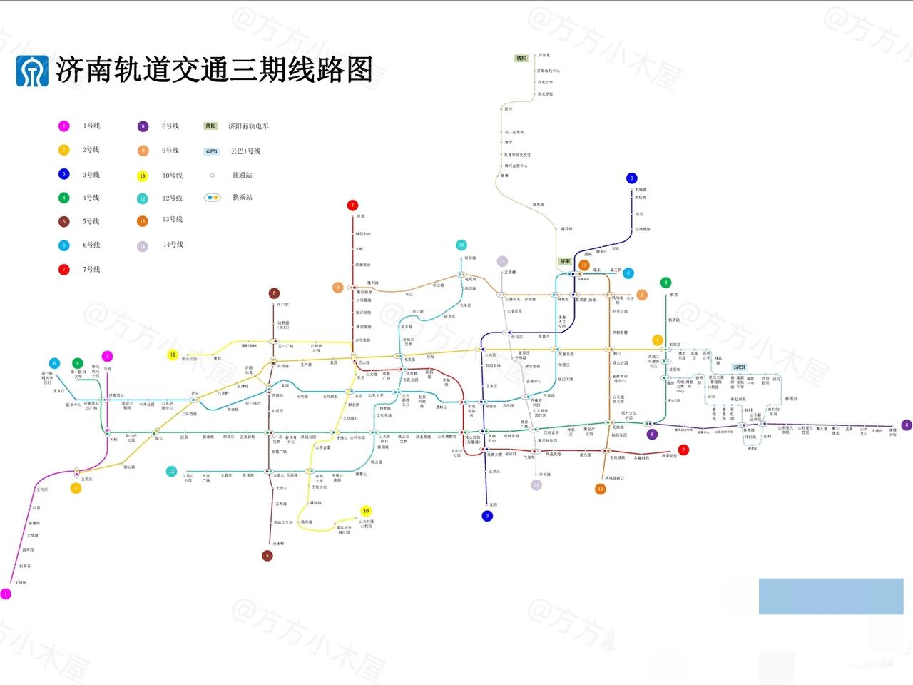 济南地铁轨道交通三期线路图！！！在二期多数线路还未开通时，三期规划编制就启动了