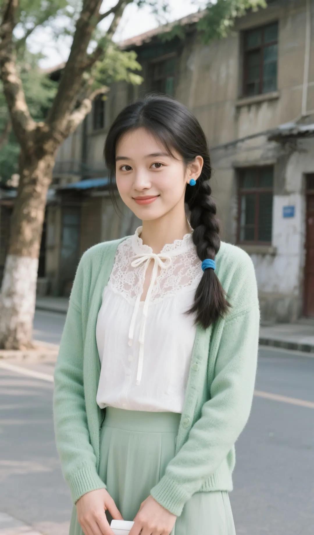 清新校园风，少女甜美穿搭，绿意盎然，元气满满！🌿💕