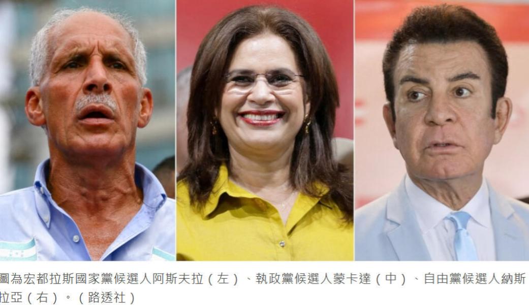 洪都拉斯今日总统大选，“挺台”候选人领先，赖清德幻想与洪国“复交”。洪国主要的三