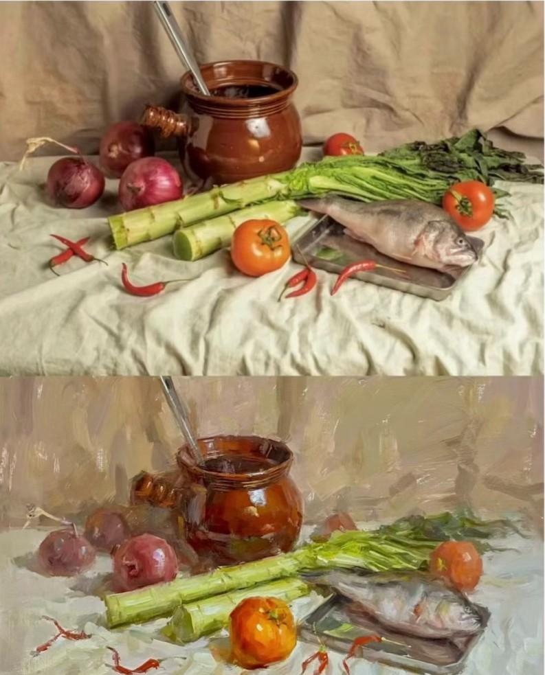 这幅静物画画了2个多小时时间，满分如果100分，大家能给我打多少分～