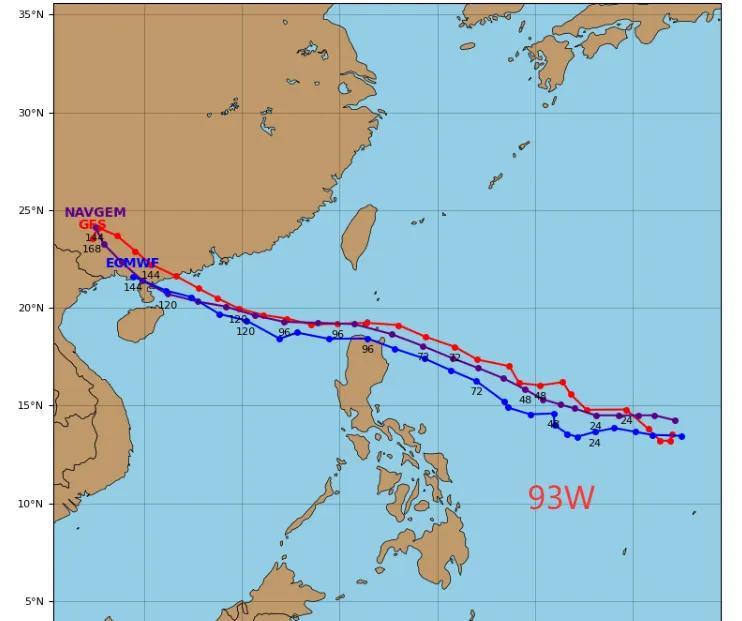 台风胚胎93W已生成，国庆假期发展为21号台风“麦德姆”并影响华南沿海！今天(3