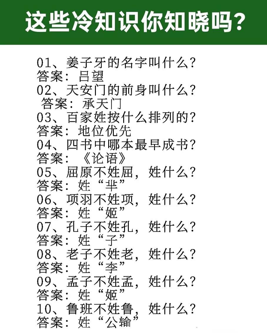 这些冷知识你知晓吗？