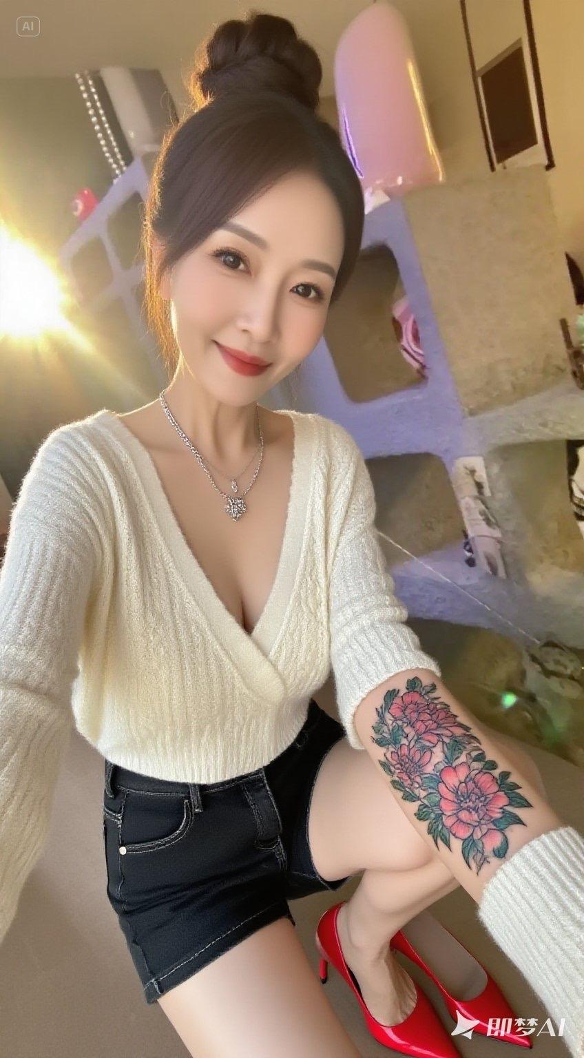 43岁美丽的年轻岳母，保养的太好了，身材纤瘦，肤白貌美