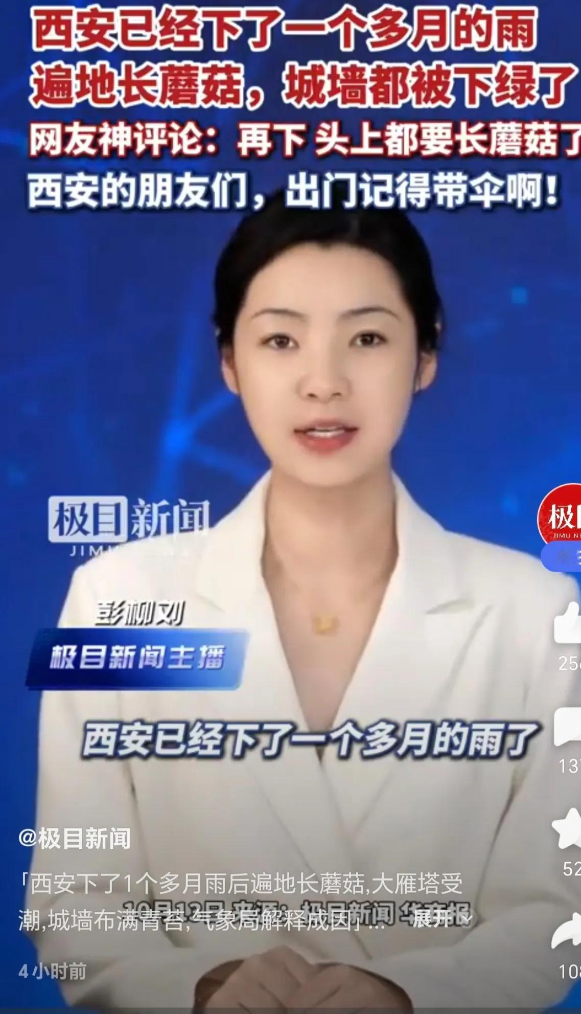 西安下完雨变“童话城”！大雁塔“湿身”，城墙爬满青苔还长蘑菇西安这场秋雨太